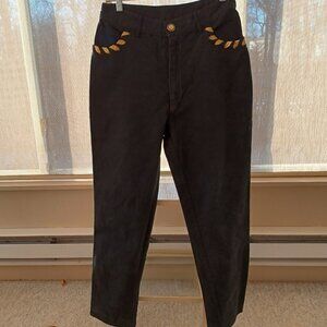 X-R BLACK JEANS WITH GOLD ACCENTS SIZE W 28 INSEAM 30